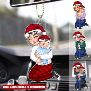 Cute Grandma Hugging Grandkid Personalized Acrylic Ornament