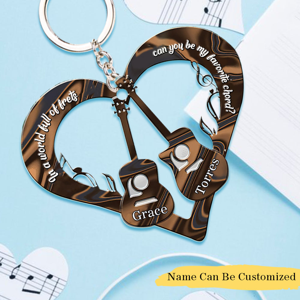 Guitar Couple – Personalized Shaped Acrylic Keychain - Gift For Couples, Guitar Lovers