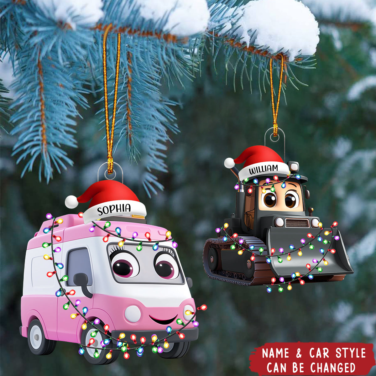 Cute Cartoon Vehicles - Personalized Acrylic Ornament