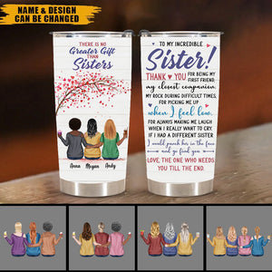 There Is No Greater Gift Than Sisters - Personalized Tumbler Cup - Hoodie Girls Sitting