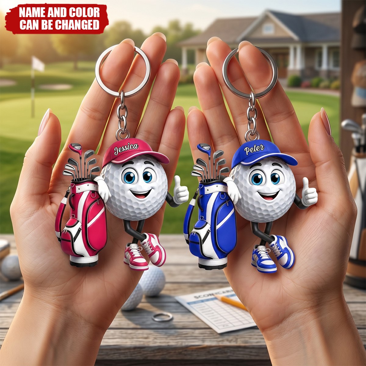 Custom Golf Shaped Acrylic Keychain - Personalized Birthday Gifts For Golf Lovers