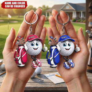 Custom Golf Shaped Acrylic Keychain - Personalized Birthday Gifts For Golf Lovers