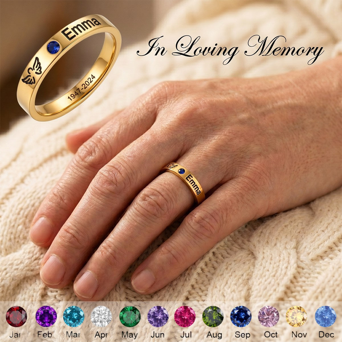 Always in Our Hearts - Personalized Birthstone Ring