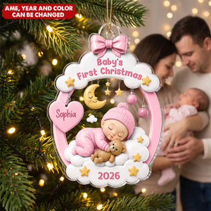 Baby’s First Christmas Sleeping Baby - Personalized Acrylic Custom Shape Ornament