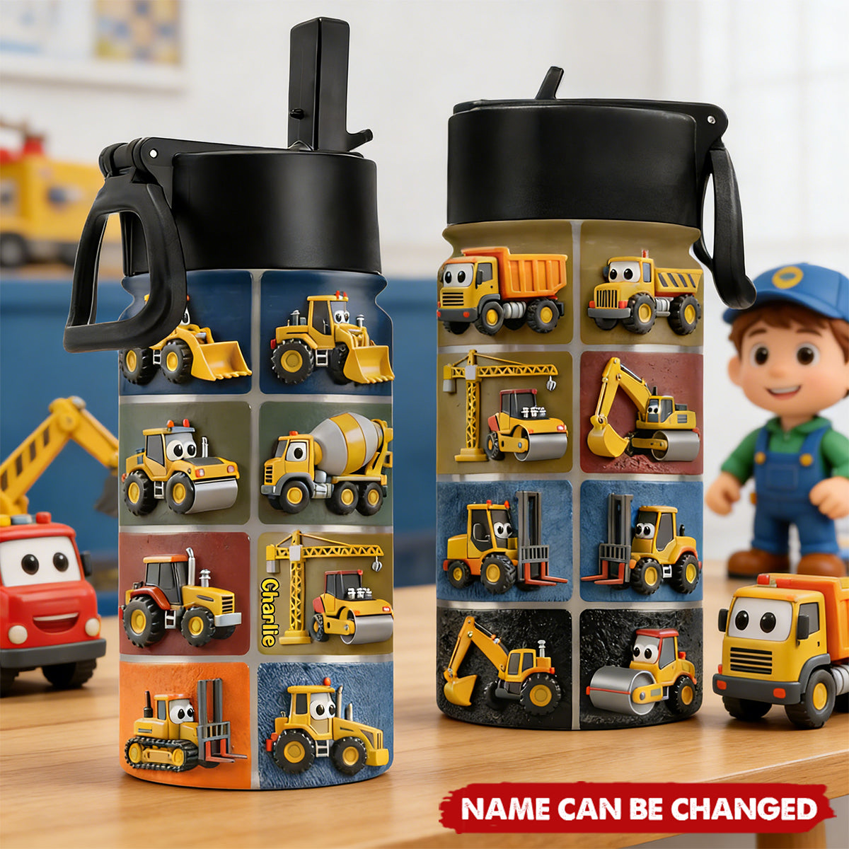 Construction Machines - Personalized Kid Tumbler