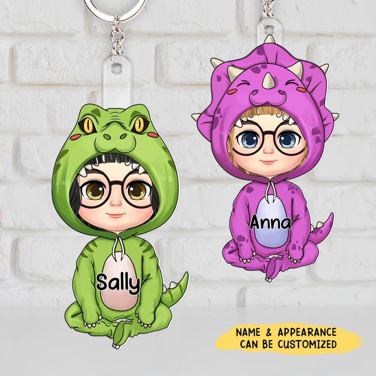 Cute Dinosaur Kid Personalized Acrylic Keychain Gift for Grandma Mom Auntie
