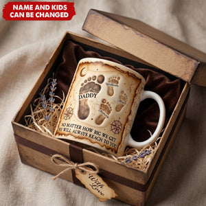 Dad Footprint  - Personalized Custom Coffee Mug, Gift For Dad