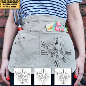 Mom Nana Kids Hand in Hand, I Will Always Protect You Personalized Gardening apron
