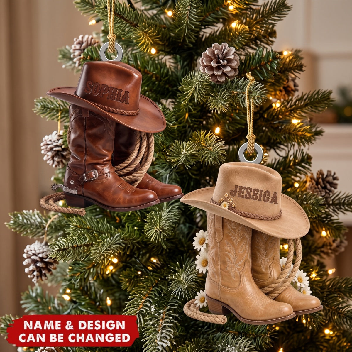 Cowgirl Boots - Personalized Acrylic Custom Shape Ornament