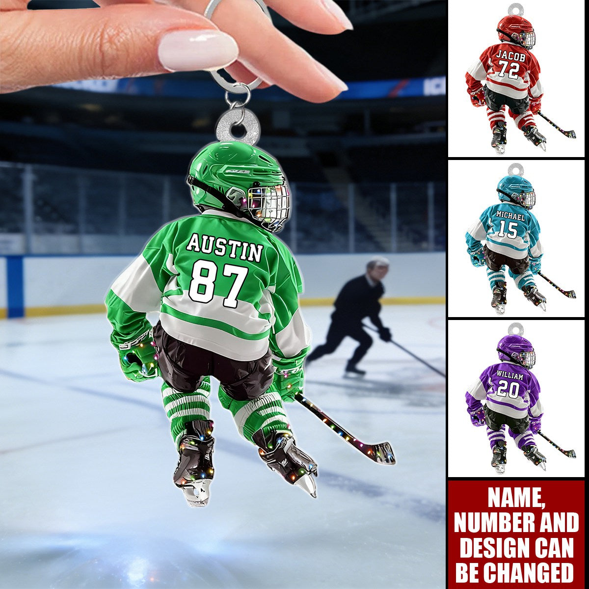Hockey Player - Personalized Acrylic Keychain