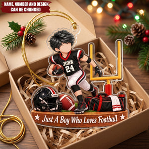 Just A Boy Who Loves Football  – Personalized Acrylic Custom Shape Ornament