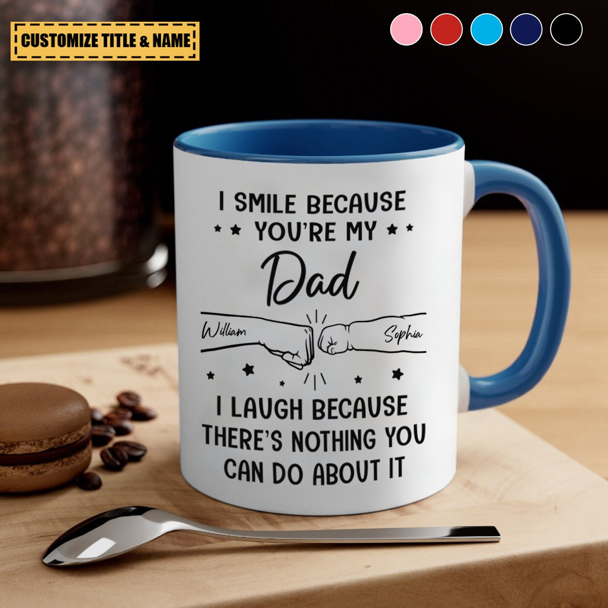 I Smile Because You're My Brother - Personalized Accent Mug - Gifts For Mom, Dad, Brother, Sister