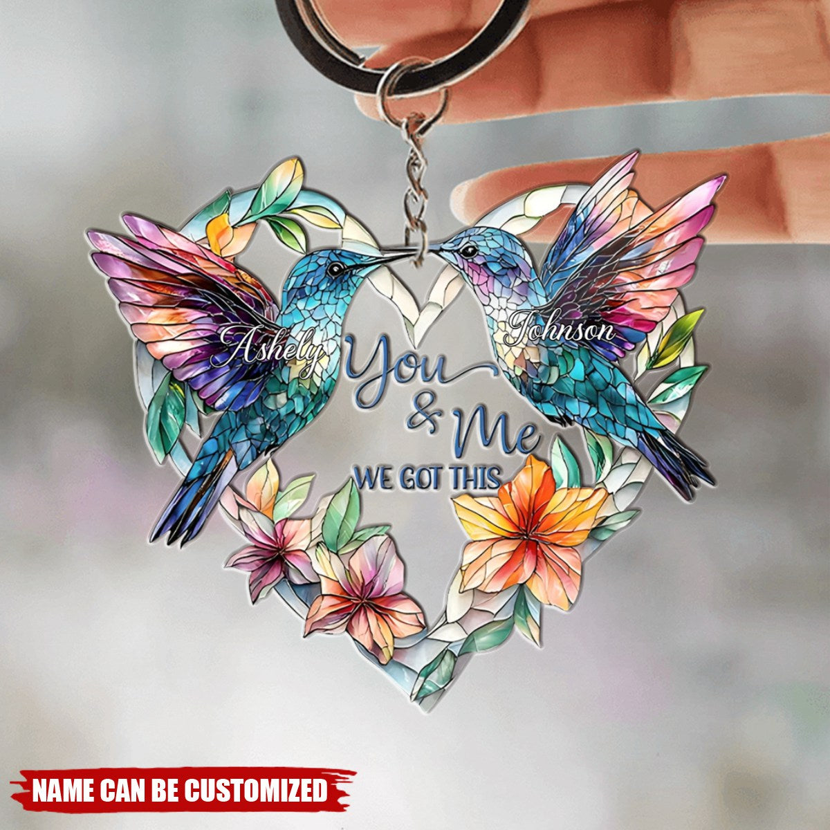 You & Me We Got This Hummingbird Couple Personalized Keychain