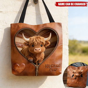 Love Highland Cows - Personalized Highland Cow Tote Bag