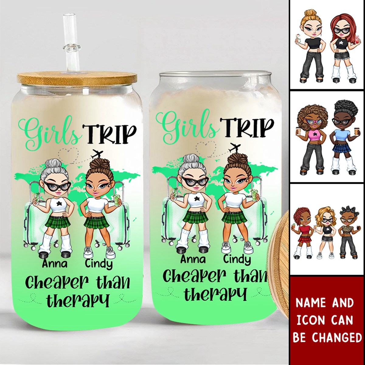 Girl's Trip - Personalized Clear Glass Cup