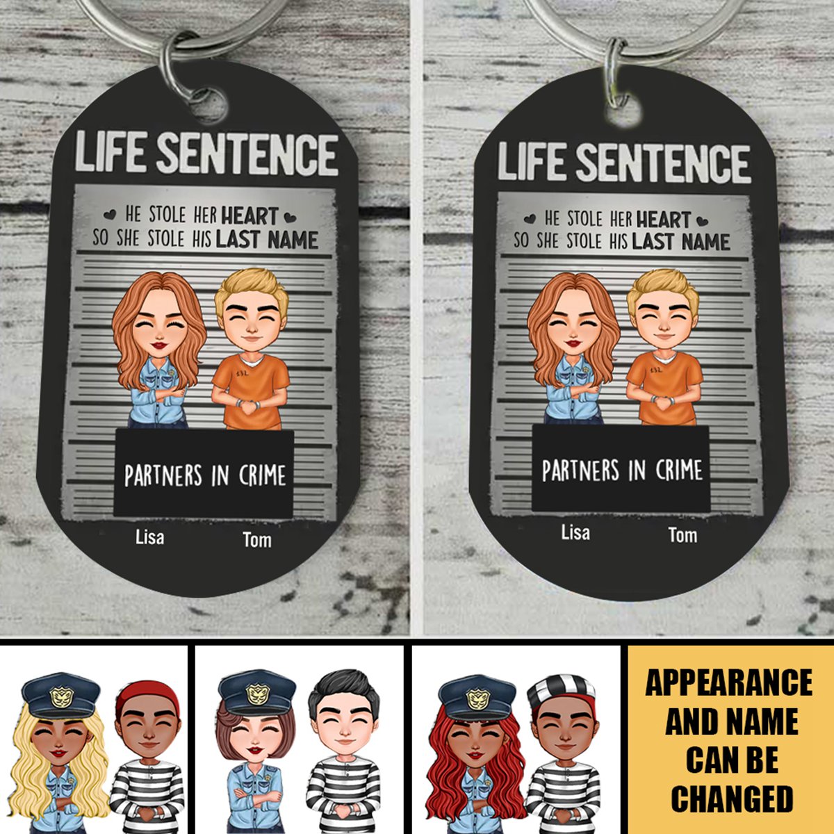 Personalized Couple Partners In Crime Stainless Steel Keychain - Gift Idea For Couple/ Him/ Her - He Stole Her Heart So She Stole His Last Name