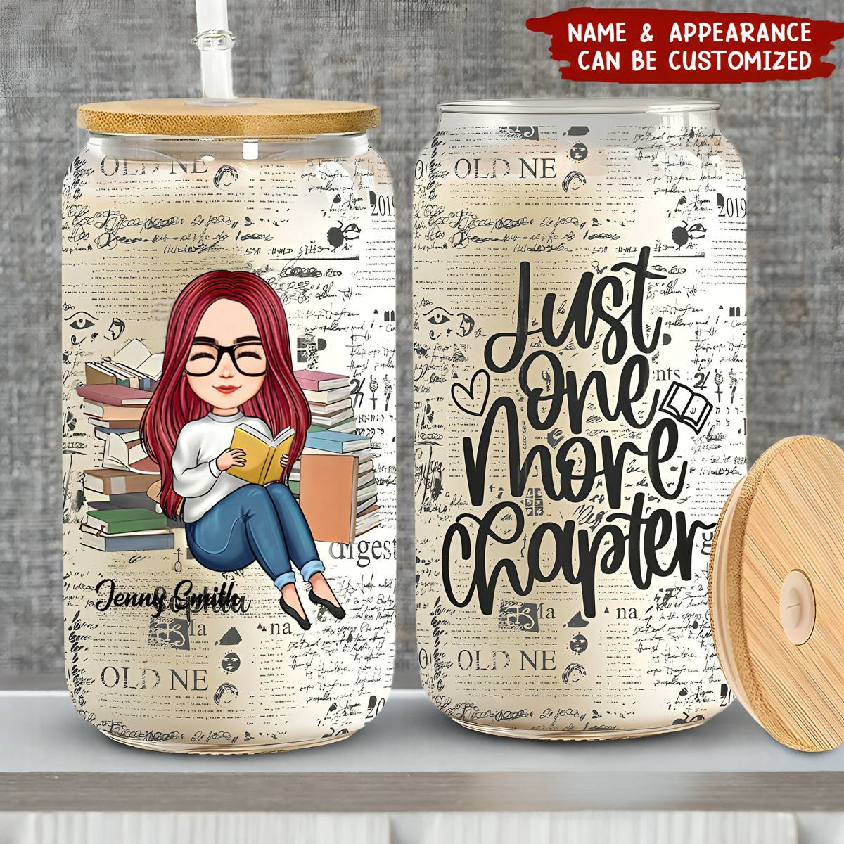 Just One More Chapter - Personalized Clear Glass Cup