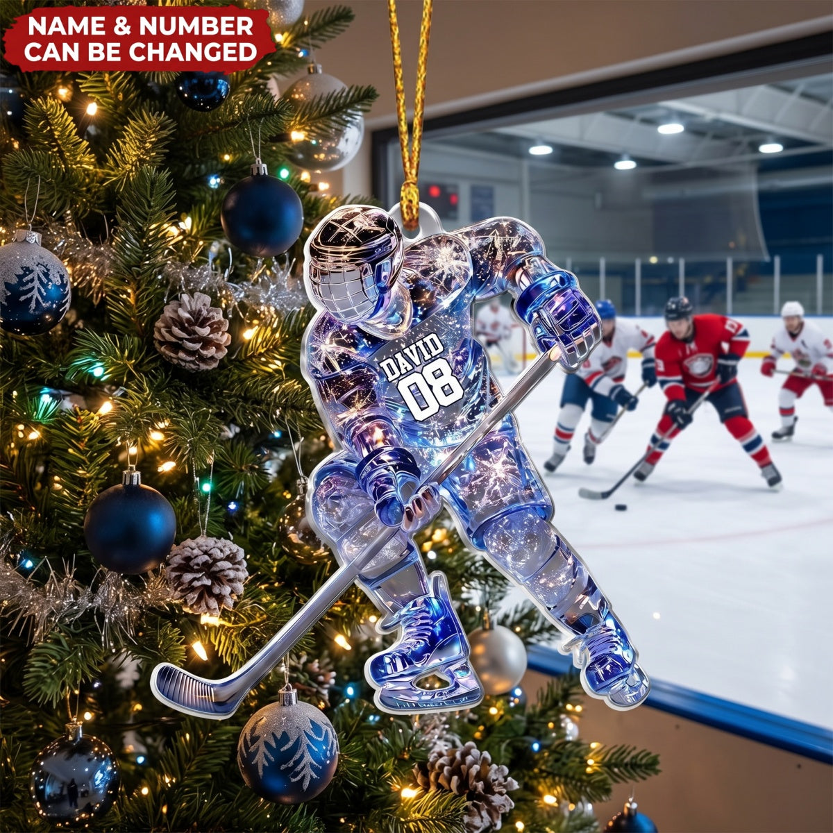 Ice Hockey Player – Personalized Acrylic Custom Shape Ornament