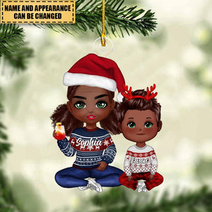 Doll Grandma & Grandkid Christmas Gift Personalized Christmas Ornament