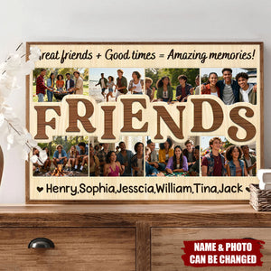 Personalized "Friends" Photo Collage with Wooden Frame Poster