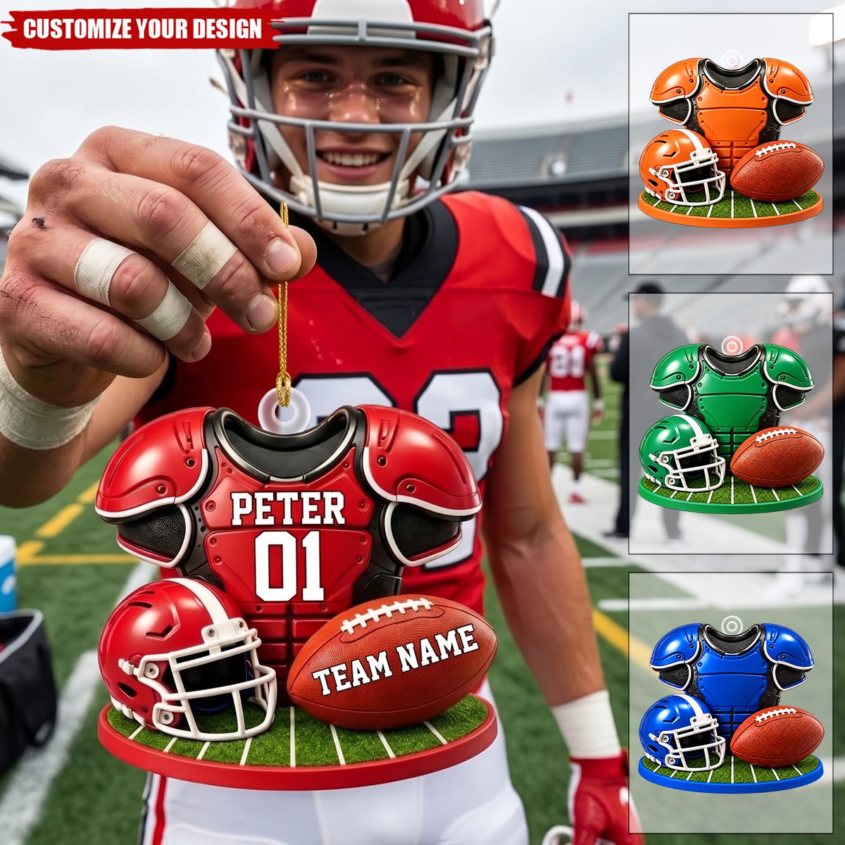 Personalized Football Ornament, Custom Team Christmas Keepsake, Gift For Football Players
