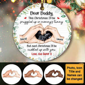 Pregnancy Scan Daddy To Be Hands Print Circle Ornament