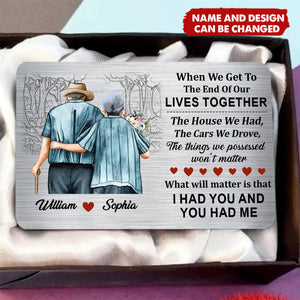 Family Old Couple When We Get - Personalized Aluminum Wallet Card