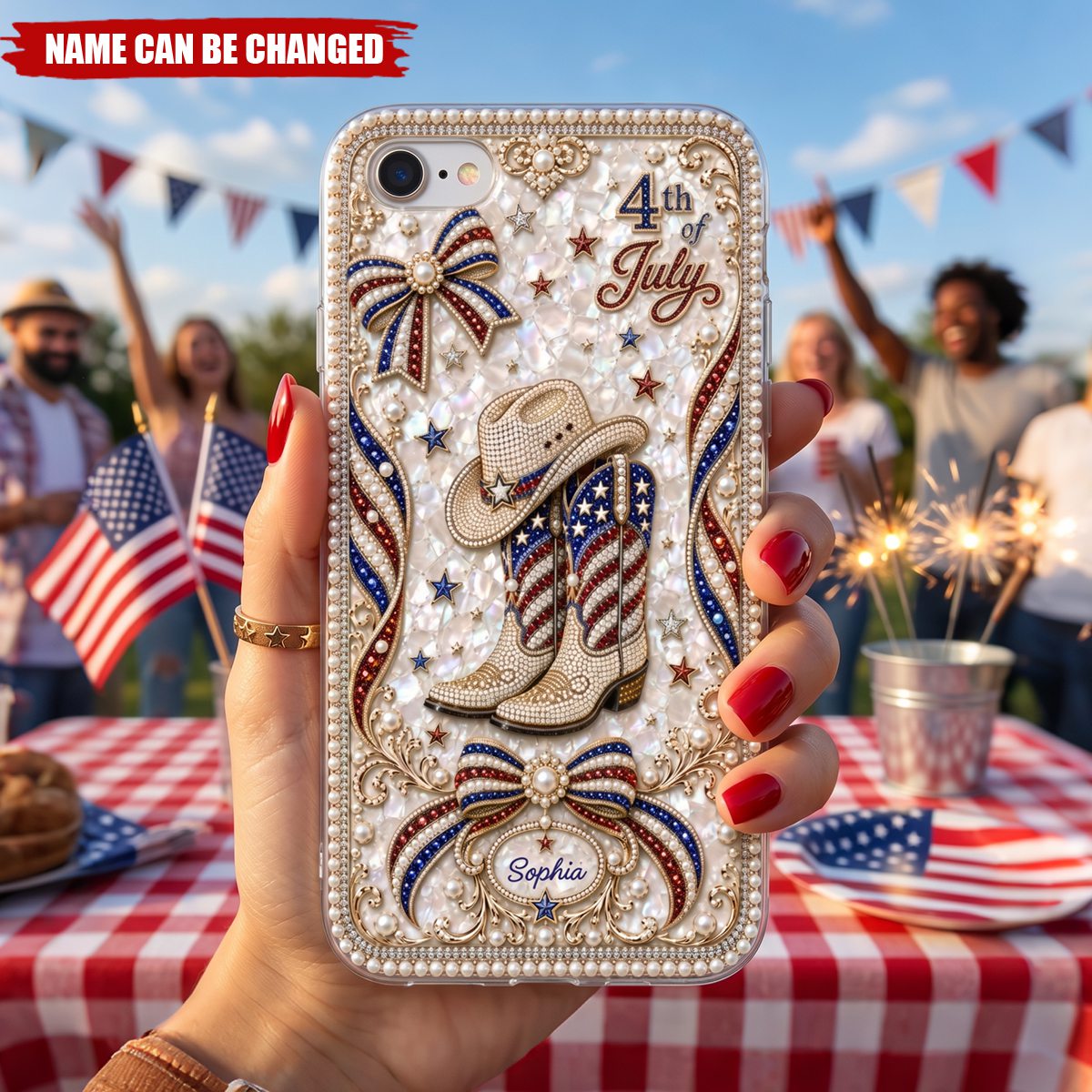 4th of July, Personalized Clear Phone Case, Gift For Patriotic Lovers