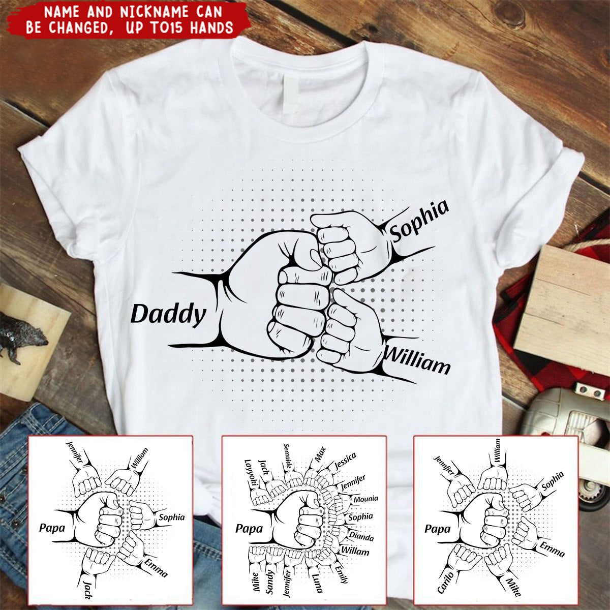 Fist Bump With Kids Father's Day For Dad, Grandpa Up To 15 - Personalized Shirt