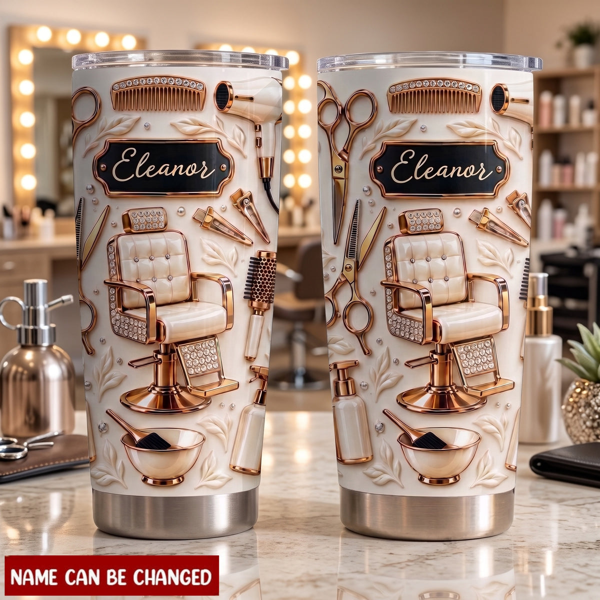 Salon Tools Design Personalized Tumbler - Custom Hair Stylist Gift for Hairdresser