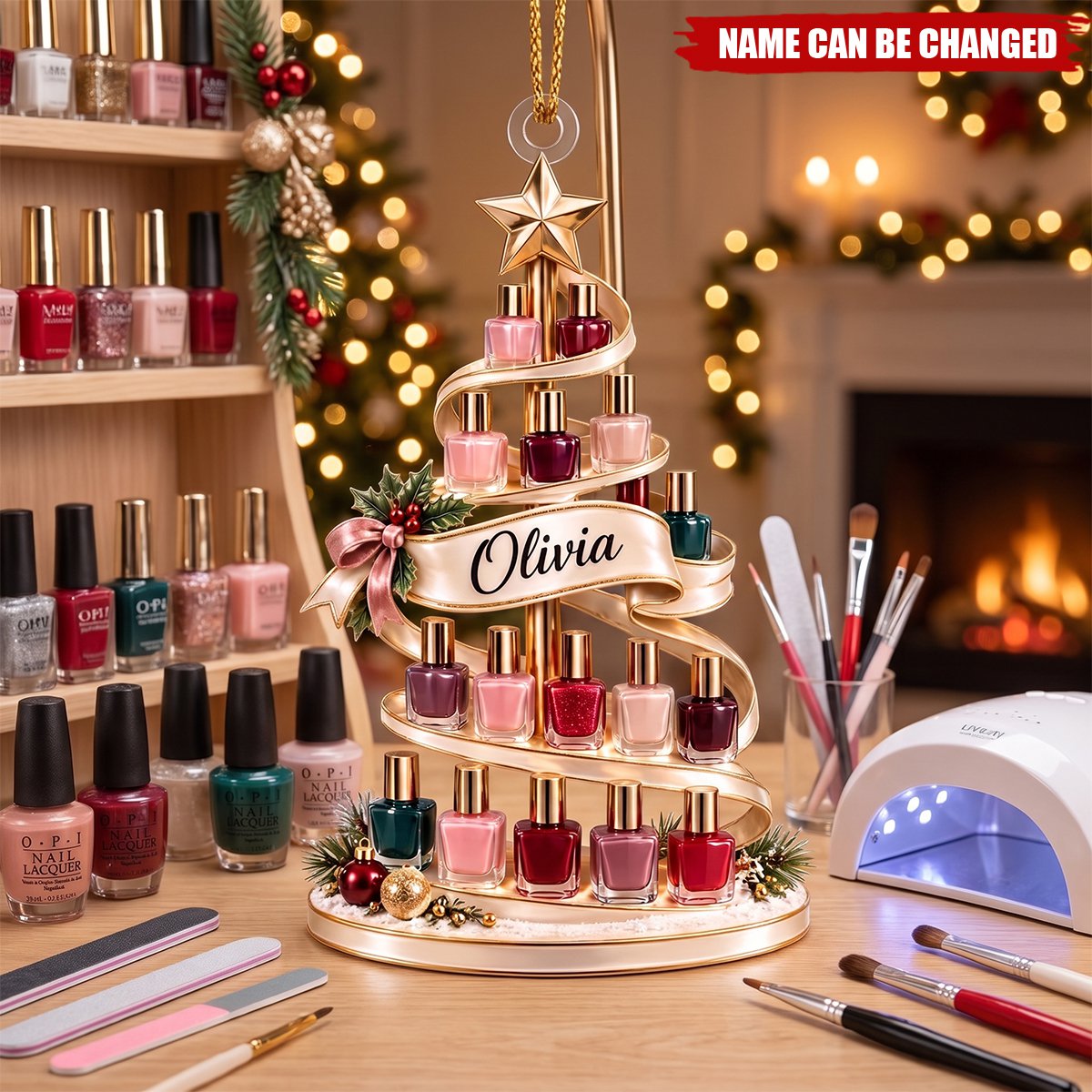 Personalized Nail Polish Christmas Ornament, Custom Name Keepsake, Gift For Nail Tech & Nail Lovers