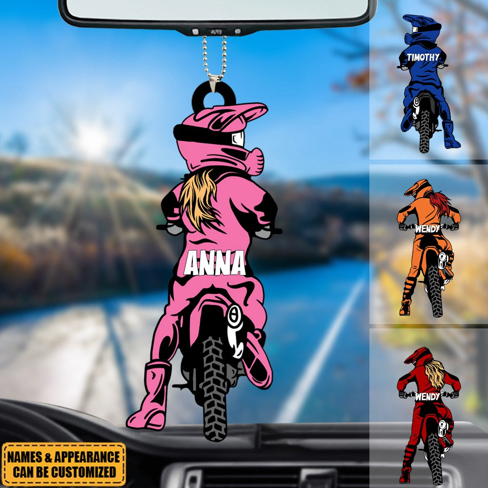 Racing Doll Personalized Acrylic Ornament, Gift For Motocross Family, Motor Racers