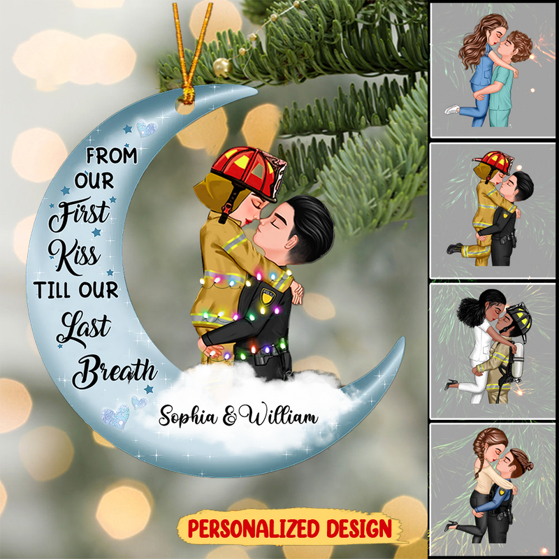 Personalized from our first kiss till our last breath ornament - Gift for couple anniversary wedding christmas