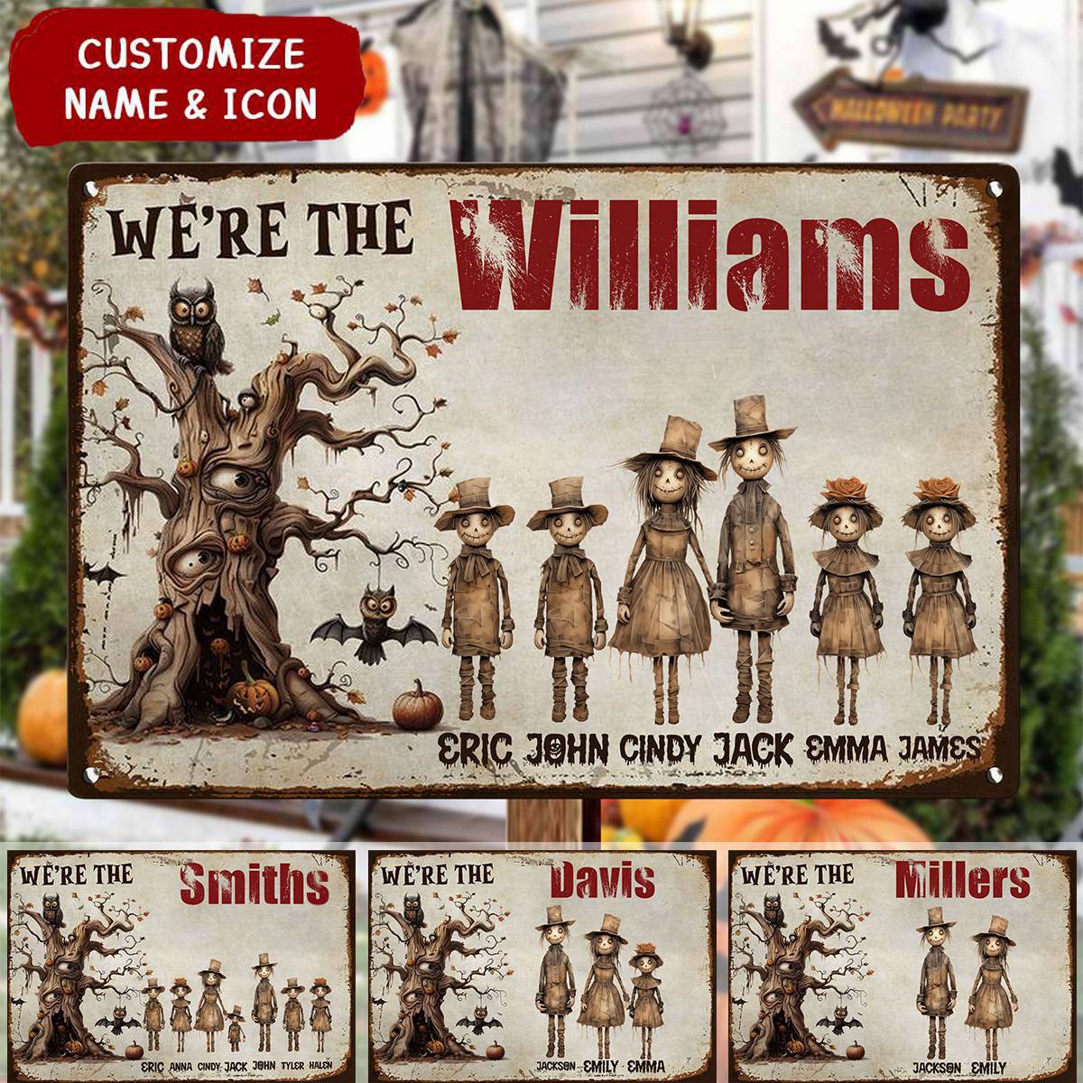 We Are The Scarecrow Family - Personalized Metal Sign