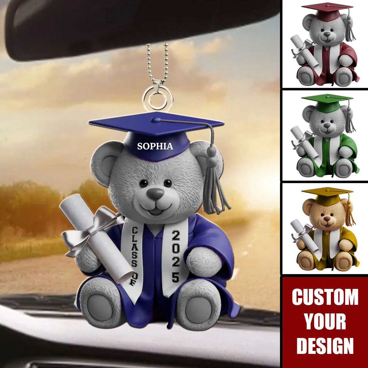 Dream Big, Shine Bright - Family Personalized Acrylic Car Ornament - Graduation Gift