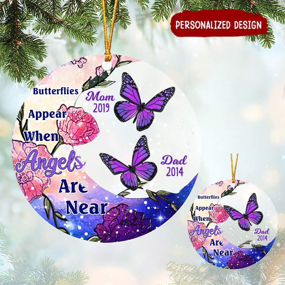 Butterflies Appear When Angels Are Near Memorial Personalized Ornament