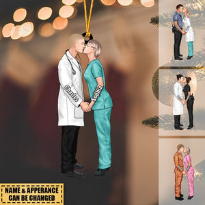 Personalized Christmas Gifts Custom Ornament For Couple Portrait, Firefighter, EMS, Nurse, Police Officer