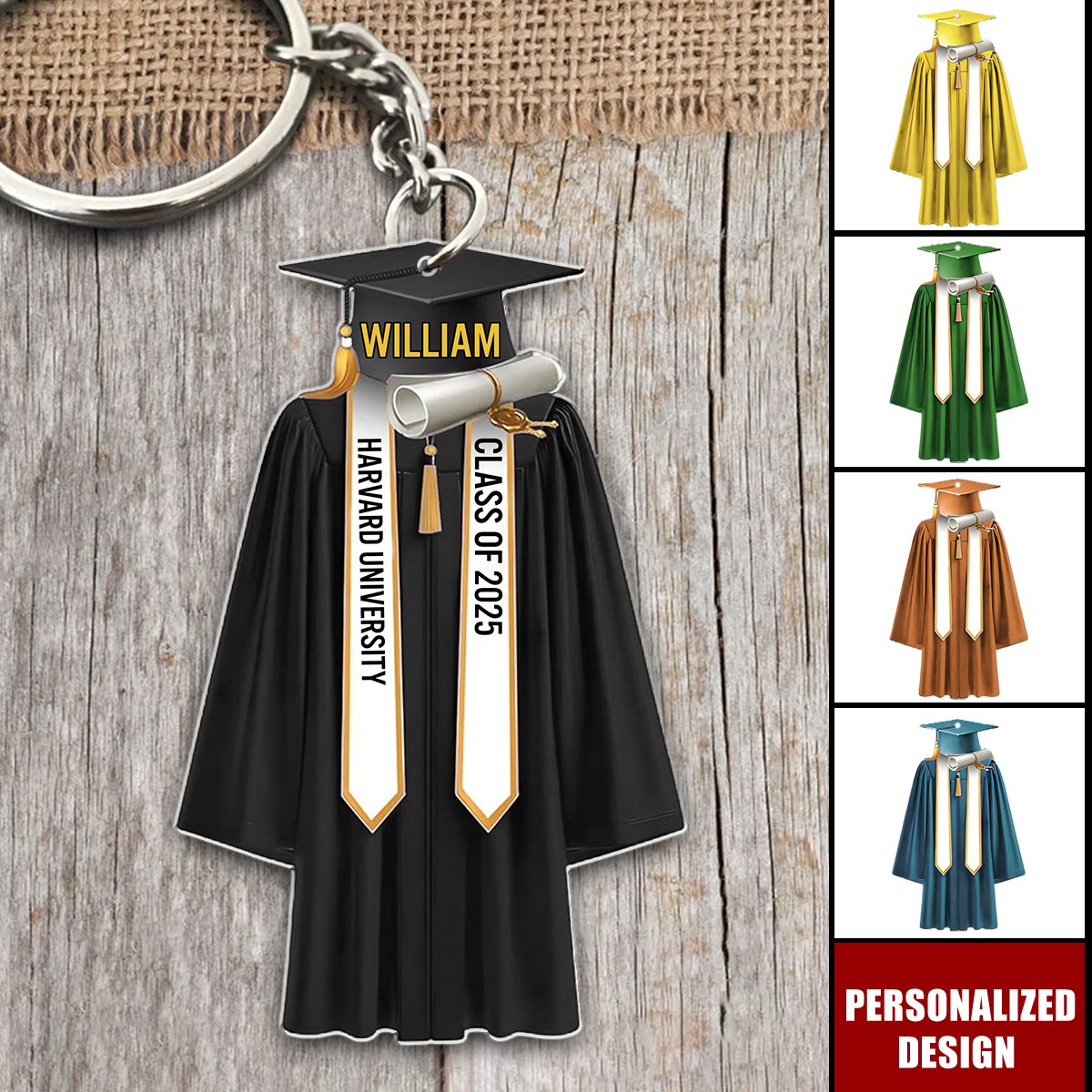 Personalized Graduation Keychain Class of 2025 Graduation Gown Keychain Gifts