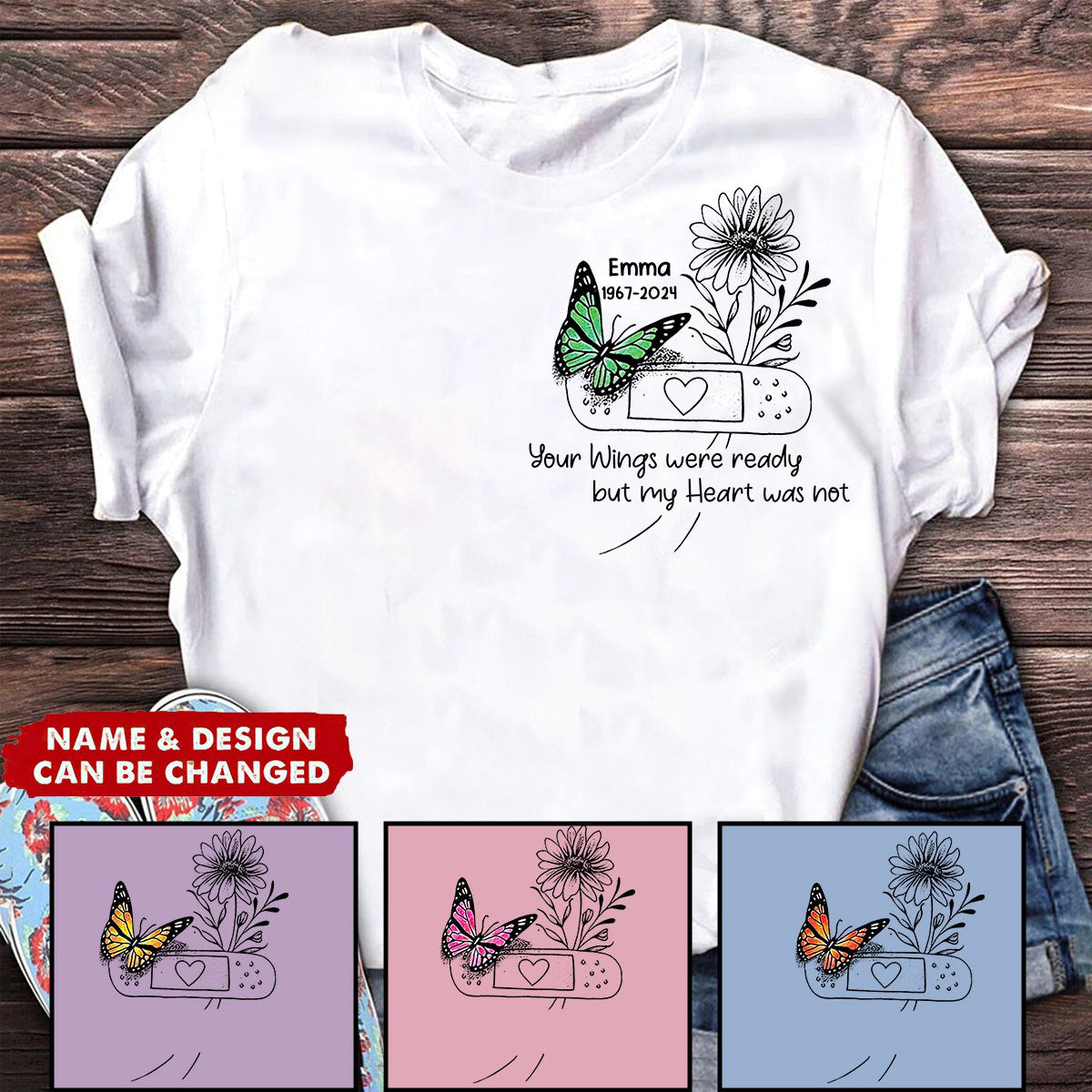 Personalized T-shirt Memorial Gift Idea - Your Wings Were Ready But My Heart Was Not