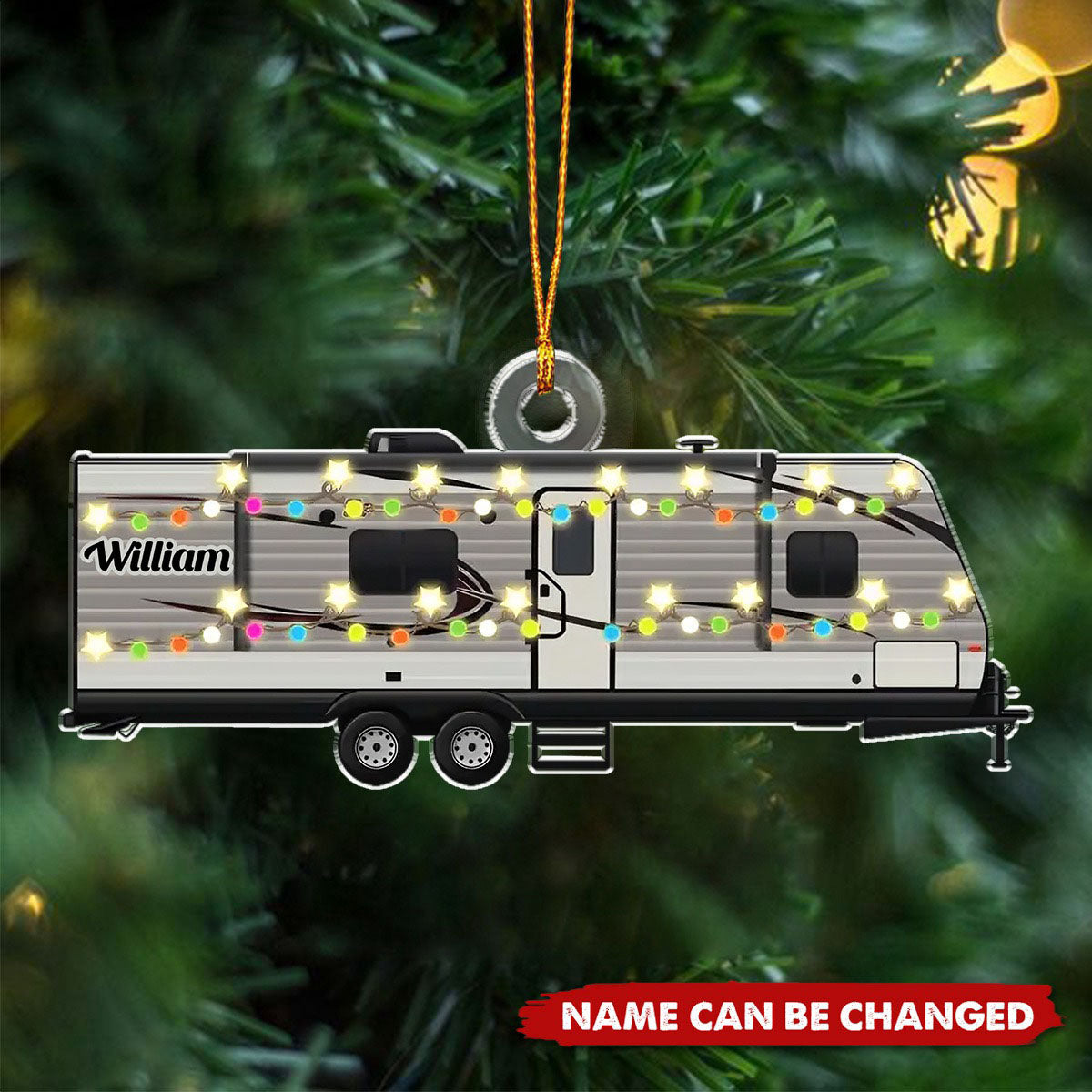 Personalized Camping Xmas Acrylic Ornament - Gift Idea For Family/ Camping Lover