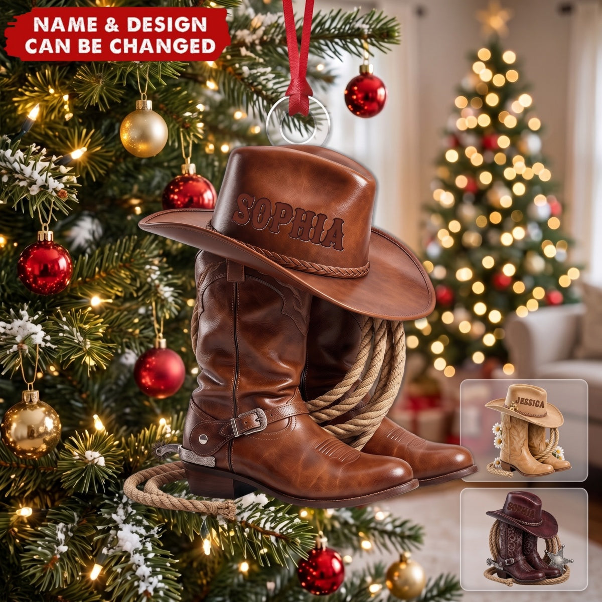 Cowgirl Boots - Personalized Acrylic Custom Shape Ornament