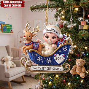 Joyful First Christmas for Your Sweet Baby - Personalized Acrylic Custom Shape Ornament