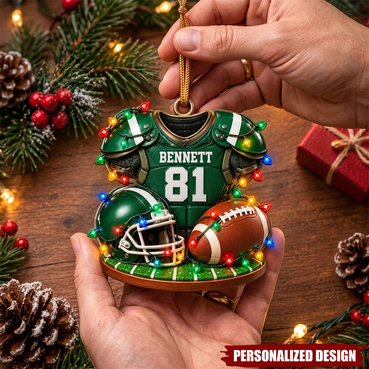 Personalized Football Ornament Custom Jersey & Helmet Keepsake