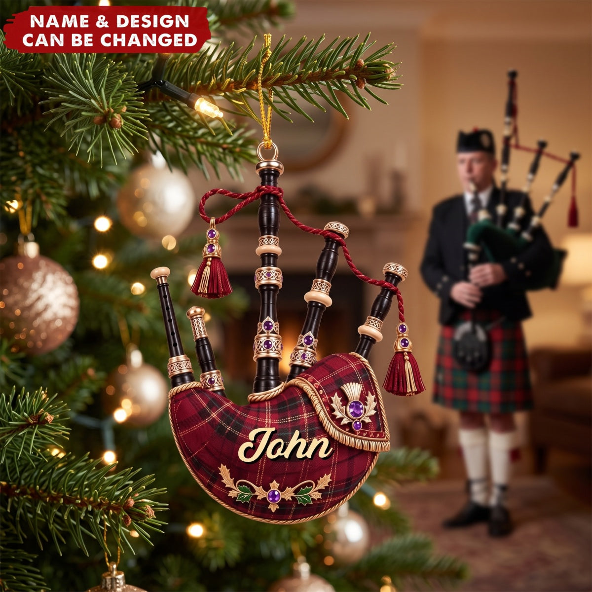 Scotland Bagpipe – Personalized Acrylic Custom Shape Ornament