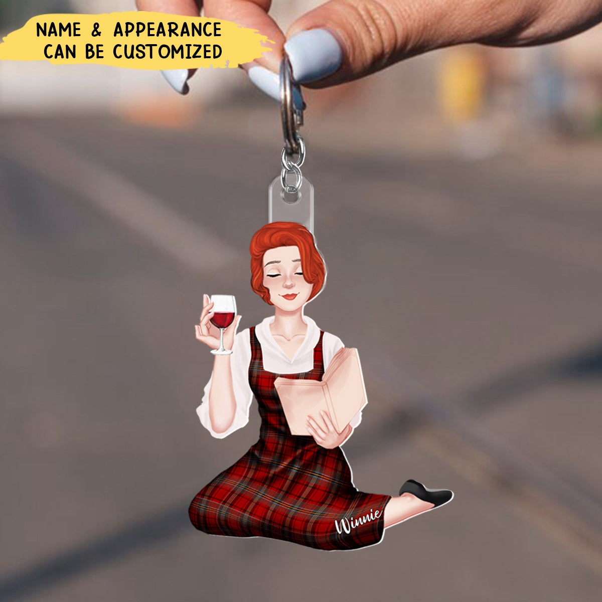 Elegant Girl Reading Book - Personalized Acrylic Keychain, Gift For Book Lover