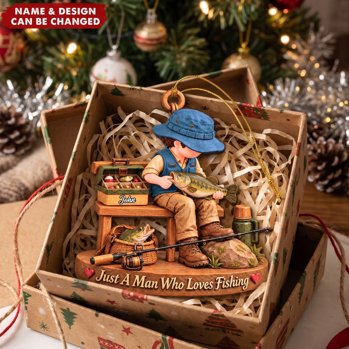 Just A Boy Who Loves Fishing – Personalized Acrylic Custom Shape Ornament