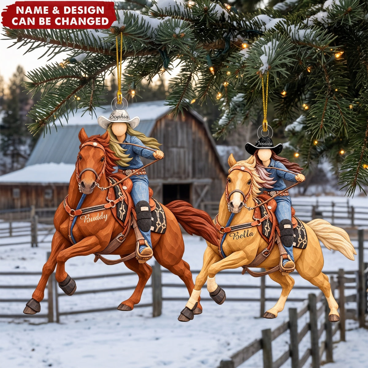 Christmas Cowgirl – Personalized Acrylic Custom Shape Ornament