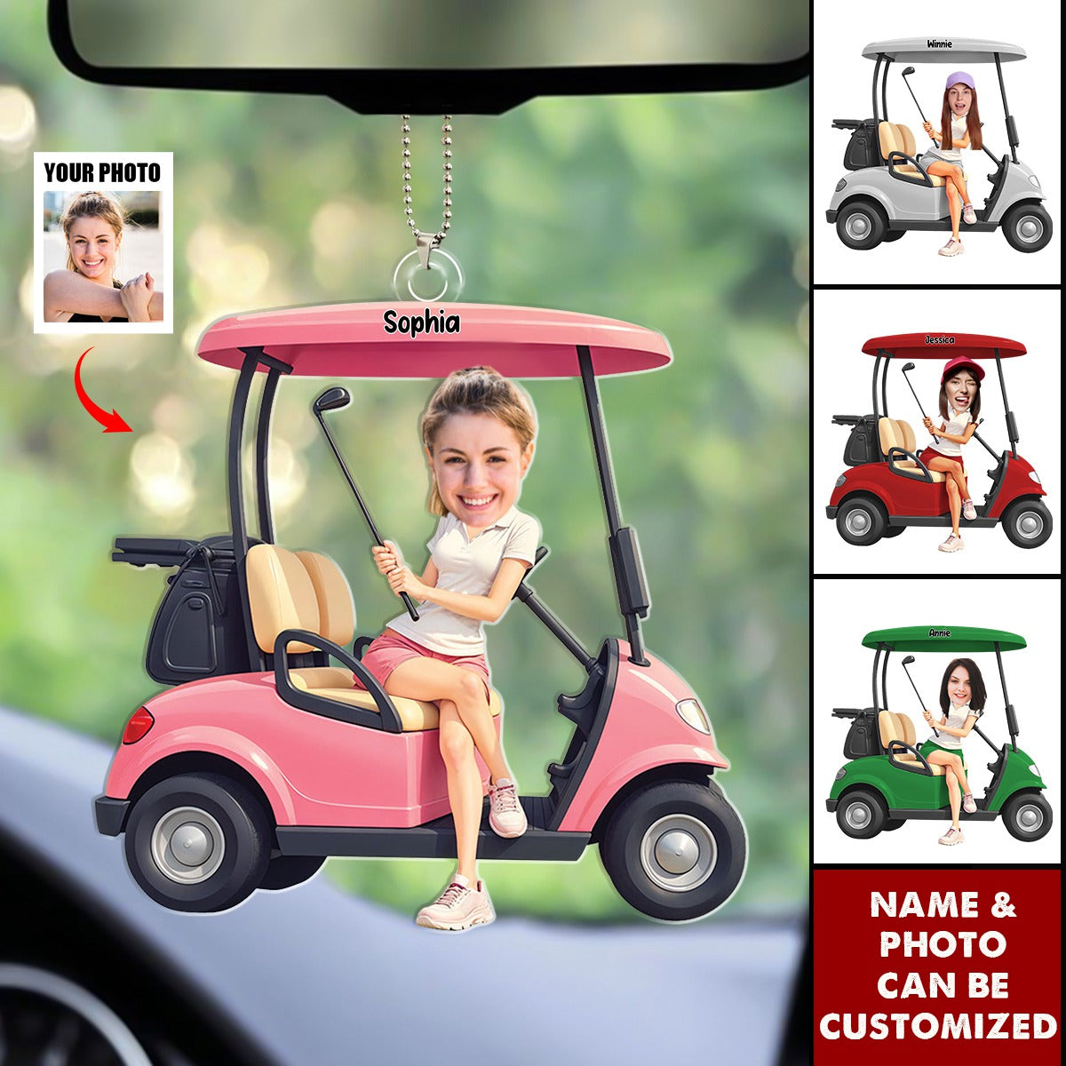 Custom Photo Lady Golfer Personalized Ornament