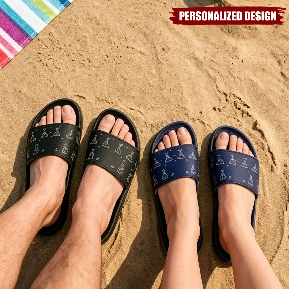 This Daddy Belongs To Doodle Style - Personalized Slide Sandals