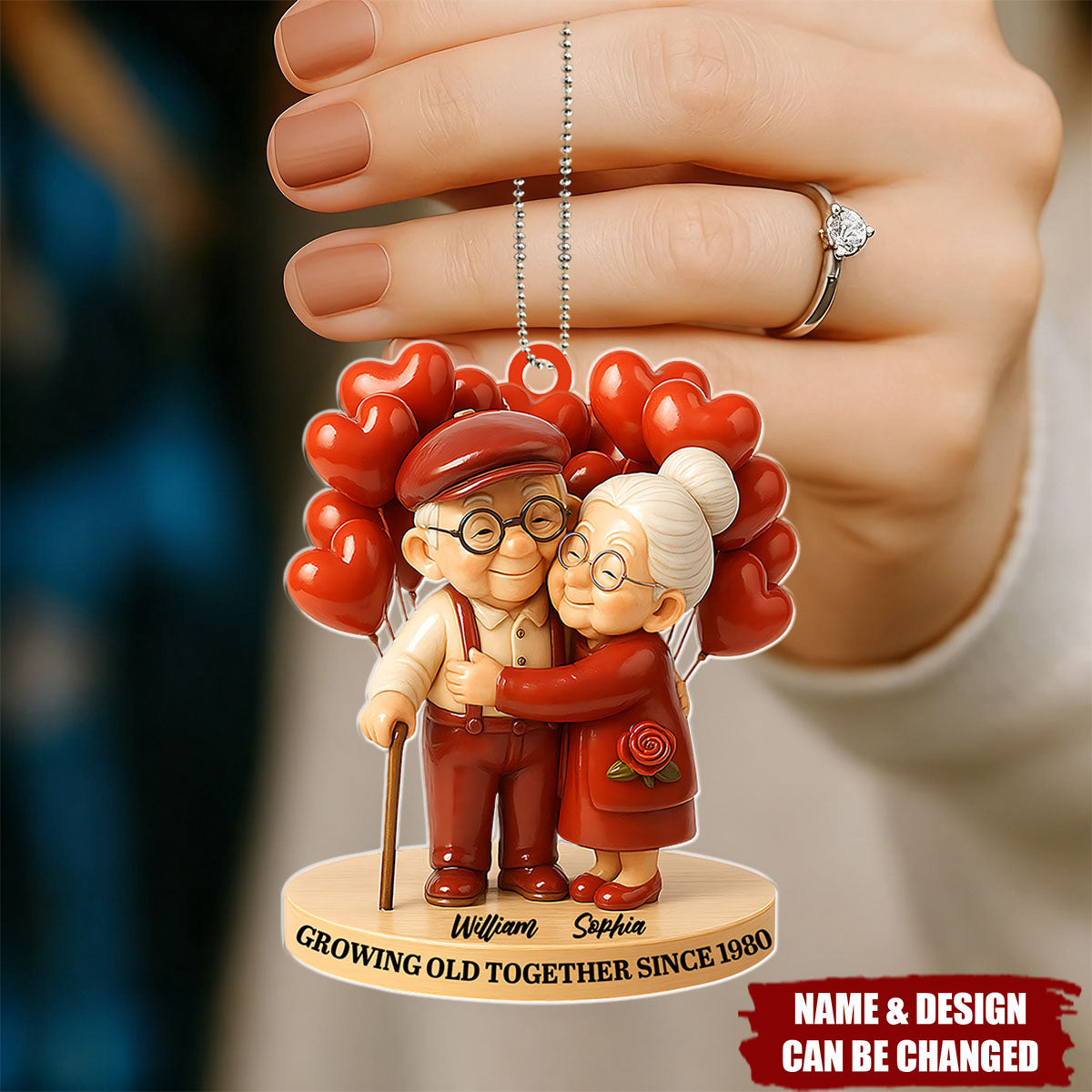 Growing Old Together - Personalized Car Acrylic Hanging Ornament